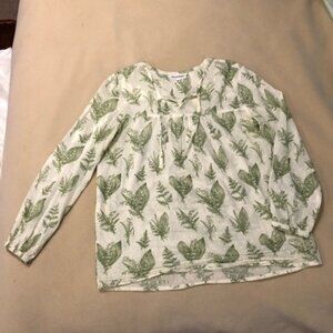 NorthStyle green and white botanical print blouse, size Medium.